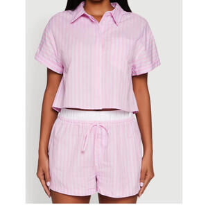 Cotton Pajamas Classic Short Sleeve Button Down Shirt and Shorts - S